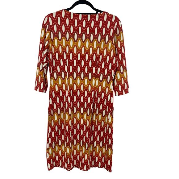 J. McLaughlin Emma Dress Catalina Cloth Red Orange Yellow Retro Print Medium - Picture 7 of 7